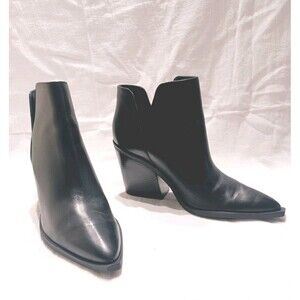 Gianni Bini Black Leather Huttsen Western Ankle Boots Women's Size 11